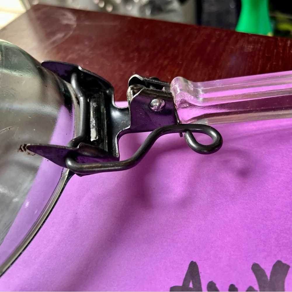 Vintage Glass Frying Pan with Metal Handle